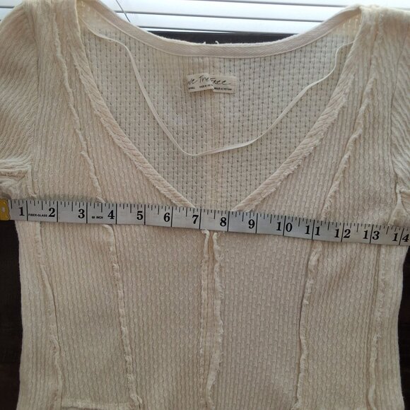 Free People Primrose Ivory Thermal Top S Asymmetrical Ruffle Hem Fairy Boho - Picture 5 of 8
